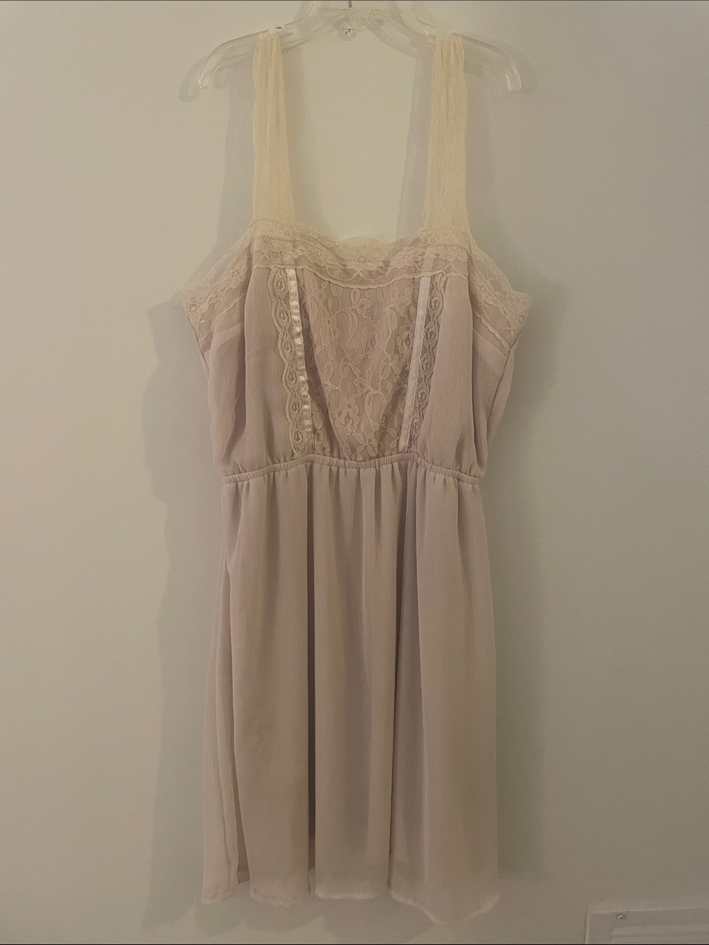 Xhilaration Cream Lace-Trim Midi Slip Dress